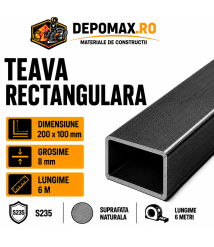 Teava rectangulara 200 x 100 x 8 mm, 6 metri